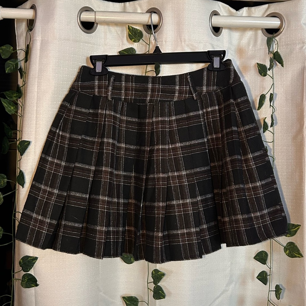 plaid pleated mini skirt